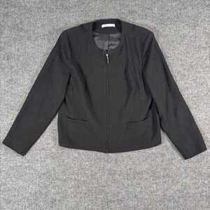 Vintage Peter Nygard Womens XL Black Blazer Zip Front‎ Career Office Work Jacket